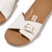 Fitflop iQushion Adjustable Buckle White Leather Slides HF1-194