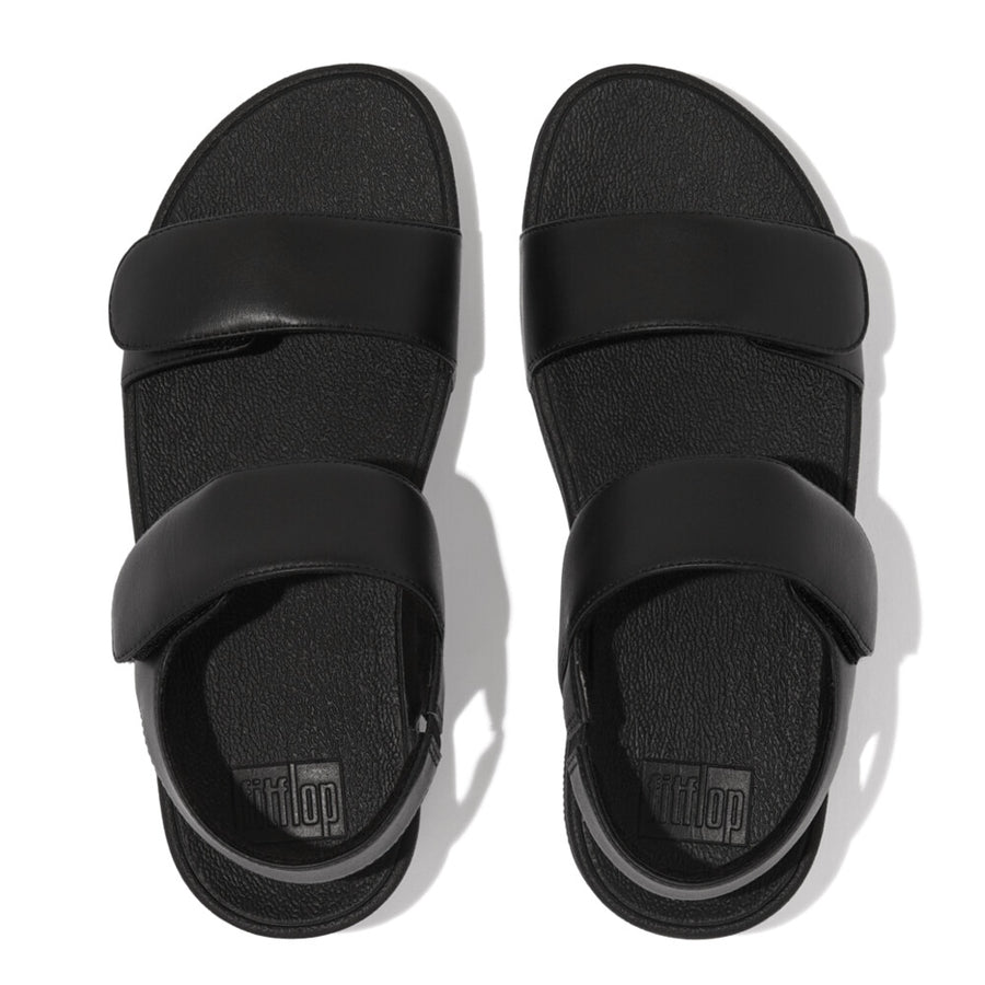 Fitflop Lulu Adjustable Black Leather Back Strap Sandal FV8-090