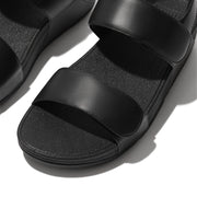 Fitflop Lulu Adjustable Black Leather Back Strap Sandal FV8-090