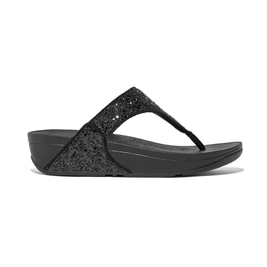 Fitflop Lulu Black Glitter Toe Thong X03-339