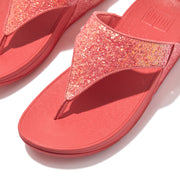 Fitflop Lulu Rosy Coral Glitter Toe Thong X03-B09