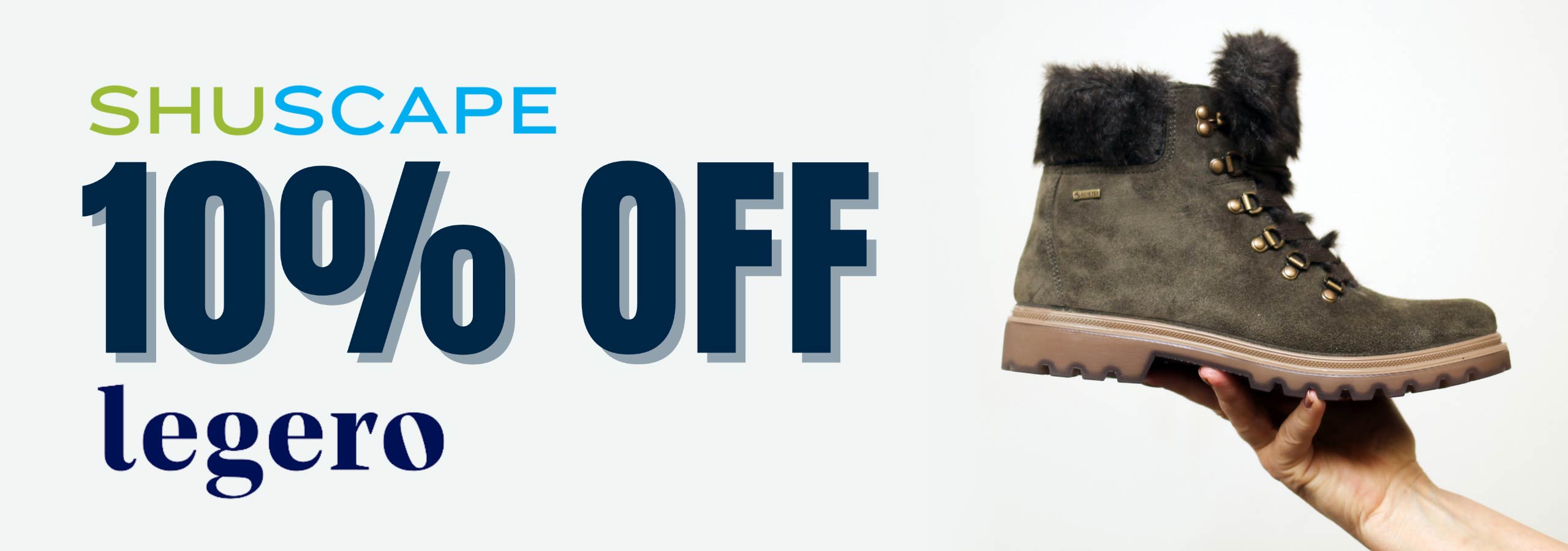 legero footwear 10% off promo banner