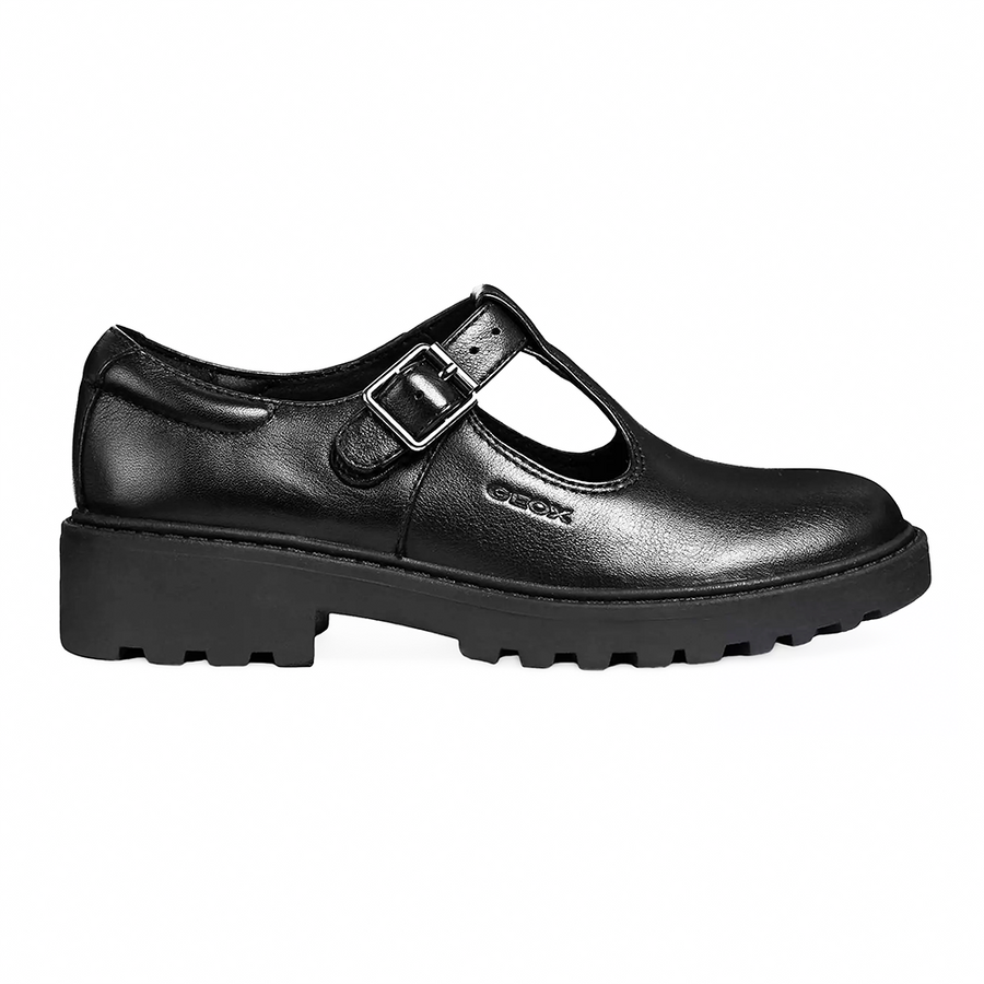 Geox J Casey TBar J8420E 00043 Black School Shoes