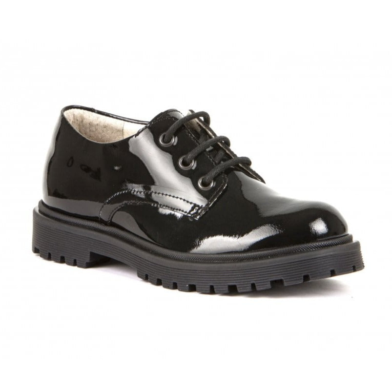 Froddo Lea Lace Up G4130077 Black Patent School Shoes